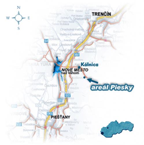 prístupová mapa Piesky